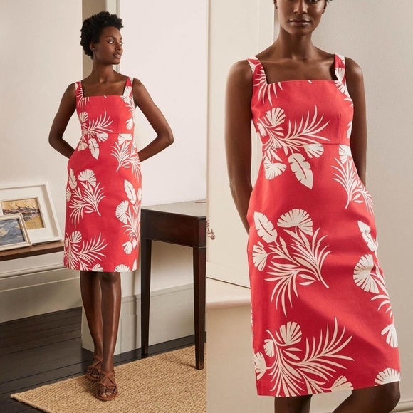 Boden Dresses & Skirts - BODEN Yolande Shift Dress Cherry Red Jungle Bouquet Size 8L Long